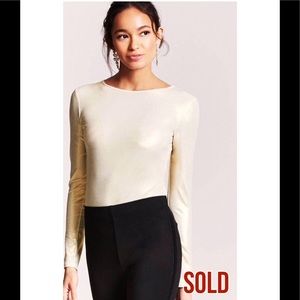 NWT Champagne Metallic Long Sleeve Bodysuit